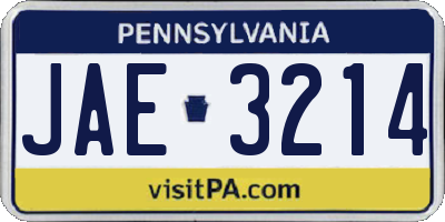 PA license plate JAE3214