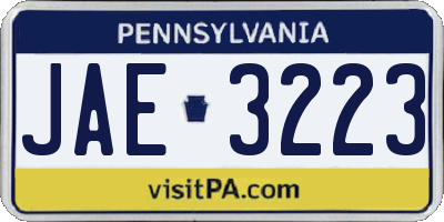 PA license plate JAE3223