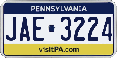 PA license plate JAE3224