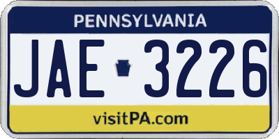 PA license plate JAE3226