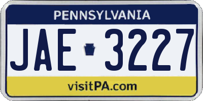 PA license plate JAE3227