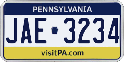 PA license plate JAE3234