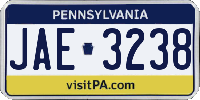 PA license plate JAE3238