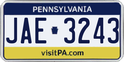 PA license plate JAE3243