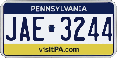 PA license plate JAE3244