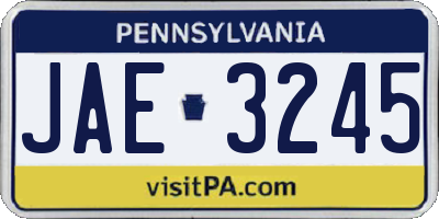 PA license plate JAE3245