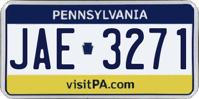 PA license plate JAE3271