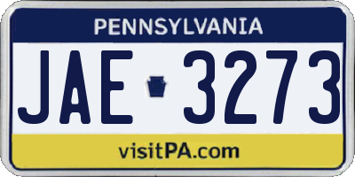 PA license plate JAE3273