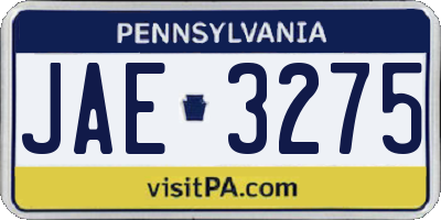 PA license plate JAE3275