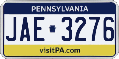 PA license plate JAE3276