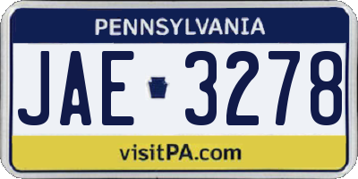 PA license plate JAE3278