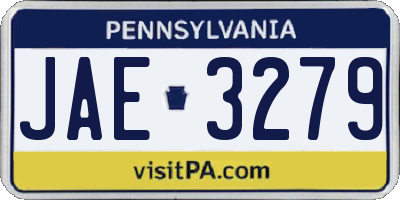 PA license plate JAE3279