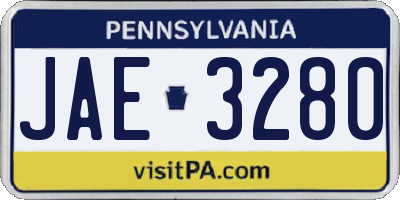 PA license plate JAE3280
