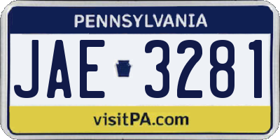 PA license plate JAE3281