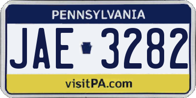 PA license plate JAE3282