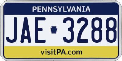 PA license plate JAE3288