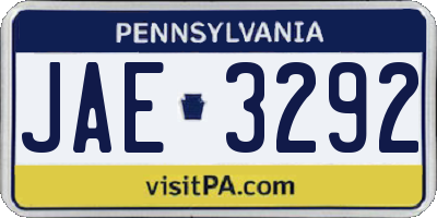 PA license plate JAE3292