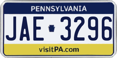 PA license plate JAE3296
