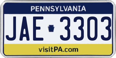 PA license plate JAE3303