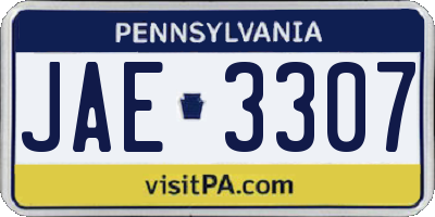 PA license plate JAE3307