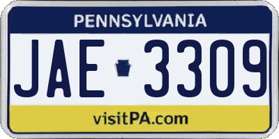 PA license plate JAE3309