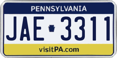 PA license plate JAE3311