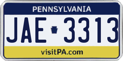 PA license plate JAE3313