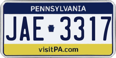 PA license plate JAE3317
