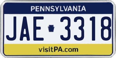 PA license plate JAE3318