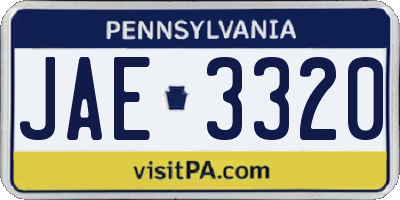 PA license plate JAE3320