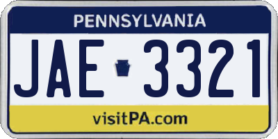 PA license plate JAE3321