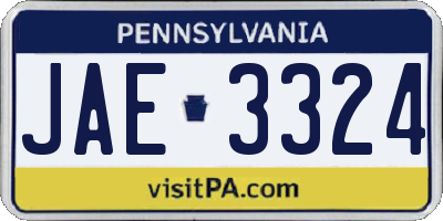 PA license plate JAE3324