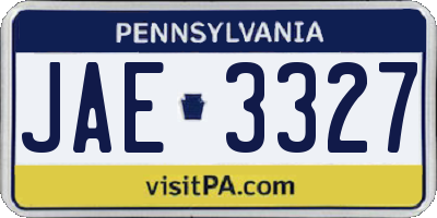 PA license plate JAE3327