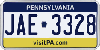 PA license plate JAE3328