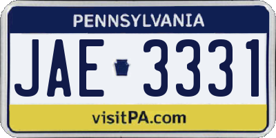 PA license plate JAE3331