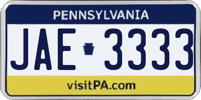 PA license plate JAE3333