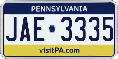 PA license plate JAE3335