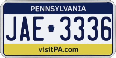 PA license plate JAE3336