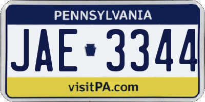 PA license plate JAE3344