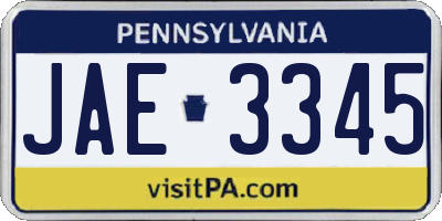 PA license plate JAE3345