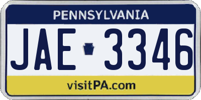 PA license plate JAE3346