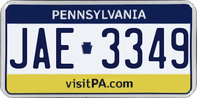 PA license plate JAE3349