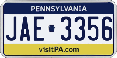 PA license plate JAE3356