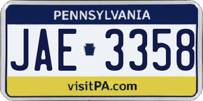 PA license plate JAE3358