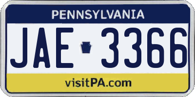 PA license plate JAE3366