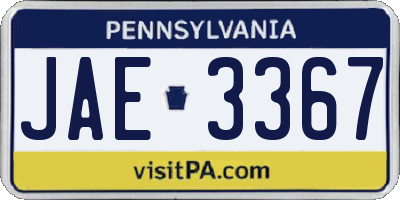 PA license plate JAE3367