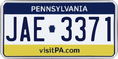 PA license plate JAE3371