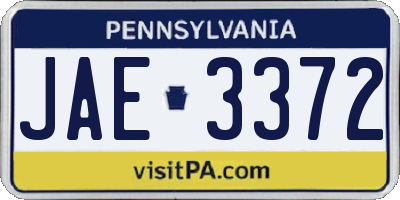 PA license plate JAE3372