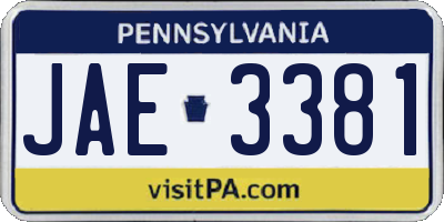 PA license plate JAE3381