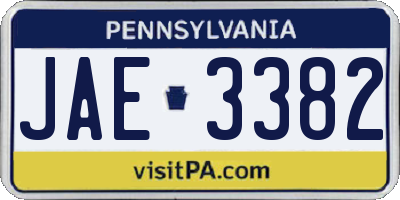 PA license plate JAE3382